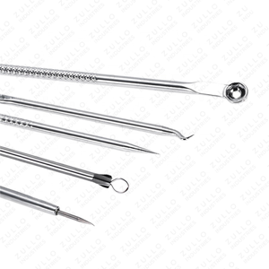 Kit de 5 outils professionnels en acier inoxydable pour éliminer les points noirs et l'acné, nettoyeur de pores, extracteur, logo personnalisé OEM - Product Image 1