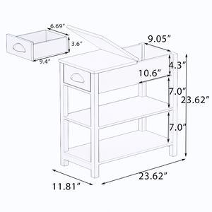 Tavolo Console Bianco con Design Ribaltabile, Lati Stretti, Cassetti e Partizione Inferiore - Product Image 6