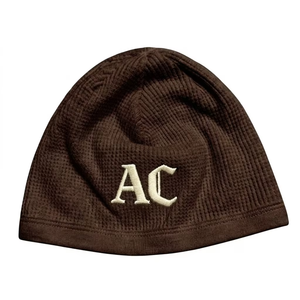 Gorro Unisex de Acrílico Negro con Bordado AC Blanco, Gorro de Invierno de Punto Acanalado Informal, 56-58CM - Product Image 4