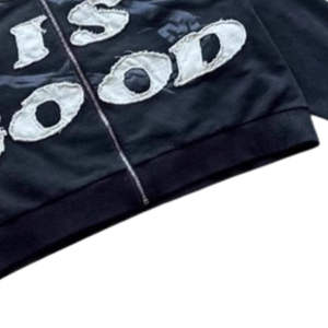 Sudaderas con Capucha de Alta Calidad con Apliques Bordados, Cierre de Cremallera, Estilo Urbano, Vintage, Lavado Desgastado, Tela de Felpa Francesa, Ropa Personalizada - Product Image 2