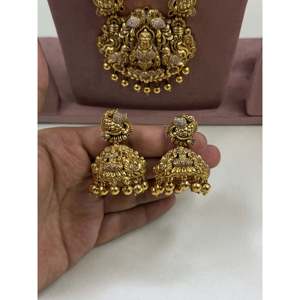 Indian Ethnic Avni South Indian Gold Plated Bridal Long Necklace & Earring Set - Product Image 3