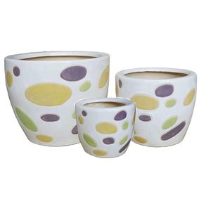 Juego de Macetas de Cerámica Blanca Vintage, 3 Macetas de 3 Niveles con Orificio de Drenaje, Ecológicas, para Plantas Verdes de Interior, Jardín de Escritorio - Product Image 5