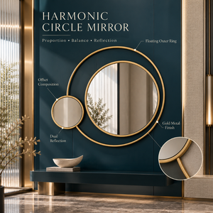 Espejo de Pared Circular Doble Dorado, Espejo Decorativo Moderno de Metal para Sala de Estar, Dormitorio, Entrada, Decoración de Pared de Lujo para el Hogar - Product Image 5