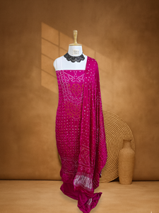 Pure Dupion Silk Handcrafted Bandhani Suit for Women Traditional and Festive Wear - Product Image 6