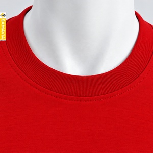 SAMAVIA Men's <b>Red</b> 100% Cotton T-<b>Shirt</b> Short Sleeve O-Neck Regular Fit Casual Solid Color Breathable Knitted Plain Dyed - Product Image 4