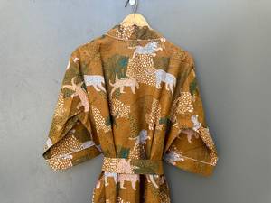 Bata Kimono de Algodón con Estampado de Aves, Estilo Bohemio, para Descansar en Casa - Product Image 6