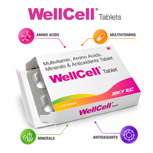 Comprimés multivitaminés SKY EC WellCell, 10 unités, avec acides aminés, minéraux et antioxydants - Product Image 3