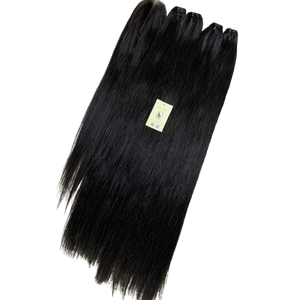 Extensiones de cabello humano vietnamita suave Paquete de cabello de trama Genius dibujado doble ondulado crudo negro natural - Product Image 1