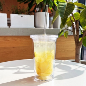 แก้วพลาสติกสองชั้นใส 530 มล. พร้อมฝาโดมแบบแบน แก้วกาแฟเย็นแบบใช้ซ้ำได้ พร้อมหลอด - Product Image 3