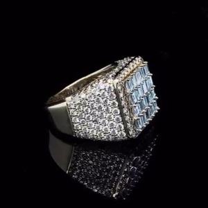 Anillo de Lujo con Incrustaciones de Diamantes Moissanite, Estilo Hip Hop, Cuadrado, Plata 925, Unisex, para Regalo - Product Image 4