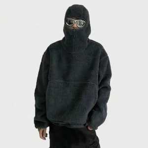 Sudadera con capucha extragrande de forro polar suave y cálido para hombre, con cremallera completa, diseño personalizado, estilo ninja, estampado, grueso y pesado para invierno - Product Image 1