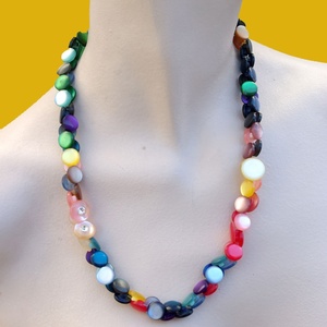 Collar de cuentas de resina hecho a mano, forma irregular, patrón de color natural, artesanía de joyería - Product Image 6