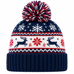 Custom Christmas <b>Beanie</b> Cap Festive Knit Winter Hat <b>Pom</b> <b>Pom</b> <b>Beanie</b> Jacquard Pattern Hat Custom Unisex Winter <b>Beanie</b> Cap - Product Image 5