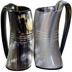 Haute qualité véritable corne de buffle Viking tasses à boire micro-ondes tasses en céramique assorties conceptions de sculpture pour les fêtes de mariage - Product Image 5