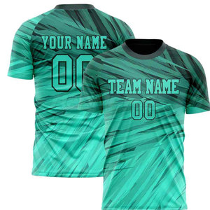 T-shirt d'équipe sportive vert sarcelle foncé, sublimation diagonale, 100 % polyester respirant, maillot personnalisé avec nom d'équipe, vêtements de football en gros - Product Image 6