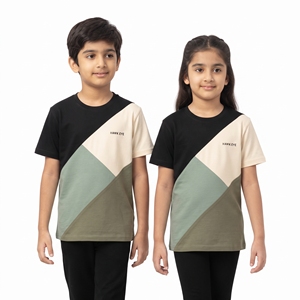 Kids Unisex Four Tone Crew Neck Leisure Tops <b>Color</b> Block Short Sleeve <b>T</b> <b>Shirts</b> for Boys Girls Casual Wear Wholesale <b>T</b> Production - Product Image 3