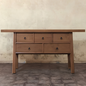 Console de couloir en teck massif OEM pour usage commercial, avec 5 tiroirs de rangement, pour projet de design d'intérieur d'appartement, Indonésie Jepara - Product Image 1