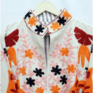 เสื้อแจ็คเก็ตผ้าฝ้ายลายดอกปักมือสำหรับผู้หญิง คอจีน เปิดด้านหน้า ระบายอากาศได้ดี เป็นมิตรกับสิ่งแวดล้อม เหมาะสำหรับฤดูใบไม้ผลิ - Product Image 4