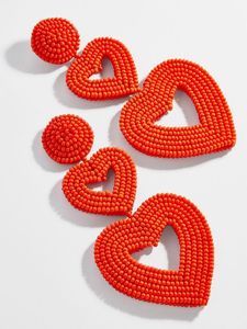 Boucles d'oreilles artisanales en forme de tranches d'orange perlées, bijoux ronds en coton, broderie artisanale - Product Image 2