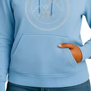 Sudadera con Capucha Azul Claro para Mujer, con Logotipo Redondo Brillante, Informal, de Manga Larga, para Uso Diario, Ropa Cómoda para el Estilo de Vida - Product Image 5