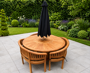 Ensemble de salle à manger de patio en teck moderne et contemporain - Product Image 1