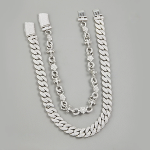 Men's Rhodium Plated Zinc Alloy Chain Necklace With Cubic Zirconia Star Links Hiphop Style Fashion Jewelry - Product Image 1