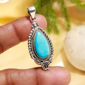 Joyería de Moda Real, Colgante de Plata 925 con Turquesa de Arizona en Forma de Pera, para Mujeres y Niñas, Venta al Por Mayor - Product Image 3