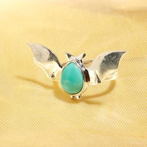 Elegante Anillo de Plata de Ley con Turquesa en Forma de Pera, Joyería Hecha a Mano Unisex para Bodas y Fiestas al Mejor Precio - Product Image 1