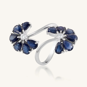 แหวนไพลินสีน้ำเงินและเพชร เงินแท้ 92.5 รุ่น KLSR-11913 - Product Image 1