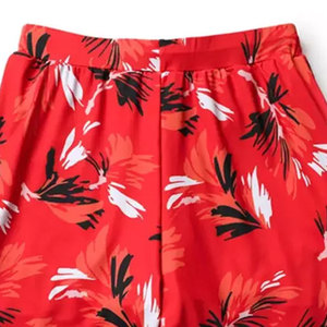 <b>Men's</b> Red <b>Floral</b> Print Board <b>Shorts</b> Quick Dry Drawstring Casual Swimwear Bermuda Length - Product Image 4
