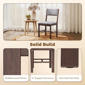 Set di 4 Sedie da Pranzo Moderne Grigie in Tessuto di Lino con Gambe in Legno di Gomma per Sala da Pranzo e Soggiorno - Product Image 5