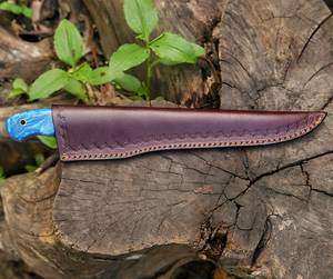Cuchillo de Filetear de Acero de Damasco Forjado a Mano de 12 Pulgadas |   Manija de Resina Personalizada con Pasadores y Cubierta de Latón, Servicio OEM - Product Image 6