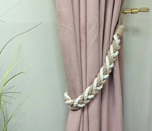 Curtain <b>Tie</b> <b>Backs</b> Thick White natural Cotton Rope Tiebacks for Nautical Window Design - Product Image 2