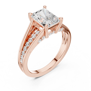 Rose Gold Radiant Cut <b>Diamond</b> Engagement <b>Ring</b> with Pavé Side Stones for Women Bridal Fine Jewelry - Product Image 4
