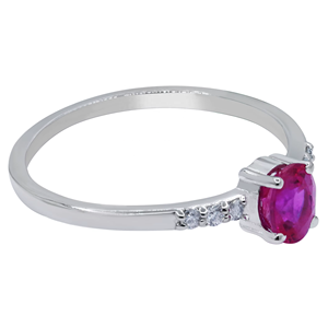 Anillo Solitario de Plata de Ley 925 con Rubí Ovalado Natural y Diamantes, Joyería Fina, Memoria Jewels, Venta al Por Mayor - Product Image 4