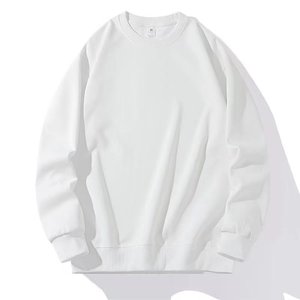 Sudadera Unisex Blanca de Cuello Redondo, Corte Holgado, Tejido de Algodón, Informal, para Otoño, Ecológica, Forrada, 300g - Product Image 1