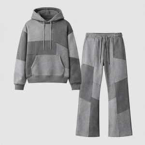 Conjunto Deportivo Personalizado Extra Grande Estilo Vintage para Hombre, Unisex, con Serigrafía, Lavado Ácido, Sudadera con Capucha y Pantalones de Felpa Francesa para Invierno - Product Image 1