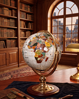 Globe terrestre décoratif nautique de luxe en or rose métallisé et bleu marine pour bureau de direction, bibliothèque et salon