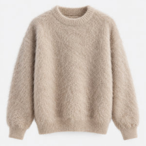 Sweat-shirt en mohair confortable, tricoté, col rond, pull chaud et léger à manches longues, vêtements décontractés d'hiver pour hommes et femmes - Product Image 3