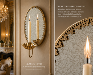 Grand European Venetian Baroque Luxury <b>Wall</b> <b>Sconce</b> Ornate Decorative <b>Wall</b> <b>Light</b> with Elaborate Mirror Detailing, Premium Brass F - Product Image 4