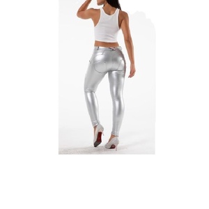 Look Sexy Offre Spéciale Taille Haute Stretch Serré Maigre Façonner Noir Faux Cuir Leggings Pantalon Femmes Exporter De BD - Product Image 4