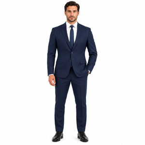 Costume formel pour homme avec logo personnalisé, veste à 2 boutons et revers cranté, ensemble pantalon, couleur unie, ensemble de costume d'affaires personnalisé pour homme - Product Image 1