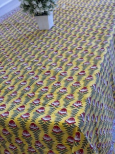 Mantel Amarillo con Estampado Floral, Cubierta de Mesa de Comedor de Algodón, Mantel Amarillo con Estampado, Decoración de Cocina, Cubierta de Mesa Lavable - Product Image 3