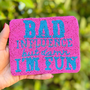 Bolsa con cremallera y cuentas llamativas, cita de almacenamiento para fiesta azul, letras divertidas, bolso de mano, accesorio de moda, regalo para mujeres y niñas - Product Image 3