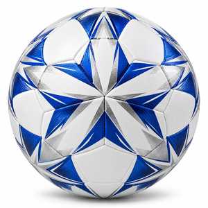 ESTRELLA INTERNATIONAL Ballon de football personnalisé bleu et blanc à motif étoile Taille 5 Ballon d'entraînement Modèle EI-FB-0013 Utilisation intérieure/extérieure - Product Image 3