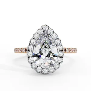 Bague en diamant de laboratoire éclatant, sertie d'un diamant central de 2 carats, de pierres latérales de 0,72 carats et en or massif 10K, 14K, 18K - Product Image 3