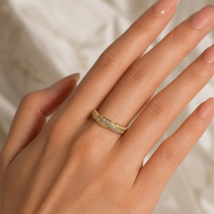 Bague en or 14K/18K avec diamant de laboratoire, bague croisée bicolore or et diamant, bague de luxe en or avec pavé de diamants, pour un usage quotidien - Product Image 6