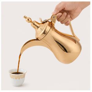 Vintage xGold Plated Arabic Coffee Dallah Pot Traditional Brass Middle Eastern <b>Teapot</b> for Home Hotel and Ramadan Majlis Decor - Product Image 4