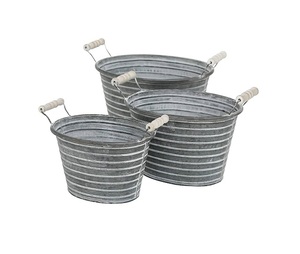 Amazing Rustic Galvanized Metal Planter Bucket With Flower And Green Plant Outdoor Garden Decorative <b>Container</b> - Product Image 4