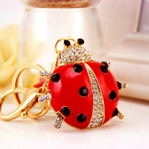 Llavero de Mariquita con Pedrería, Esmalte Rojo y Aleación Dorada, Accesorio para Mochila de Niñas - Product Image 3